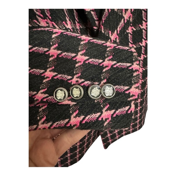 RACHEL ZOE | NWT Double Breasted Tweed Blazer Jacket in Black & Pink, Size XS - Picture 8 of 11